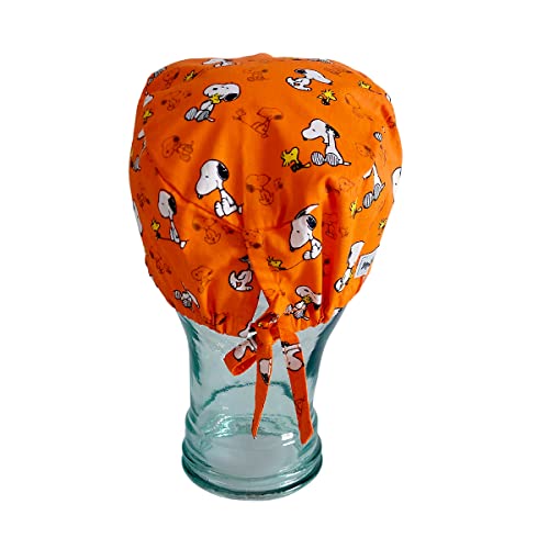 Touca cirurgico bandana enfermagem Peanuts Snoopy laranja