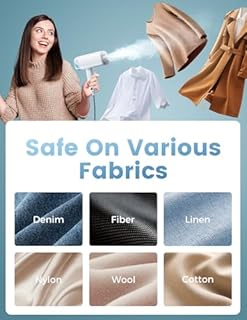 Défroisseur Vapeur Vertical Pliable, FMK Steamer Portable & Défroisseur à Main, Fer à Repasser Vapeur Sans Fil pour Voyage, Centrale Vapeur Puissante 2000W pour Tissus Blanc