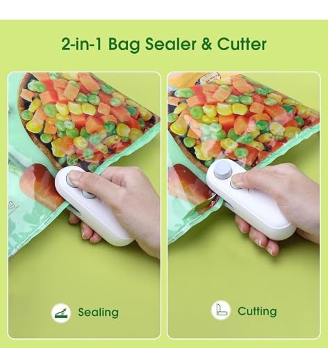 Image of Electric Bag Sealer with Cutter for Plastic Bags - Handheld Rechargeable Sealing Device