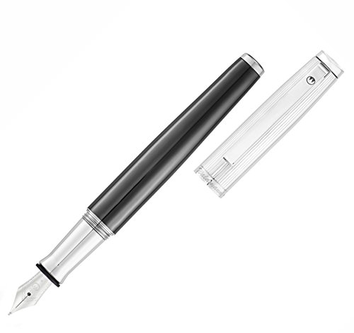 Waldmann Füllhalter Tuscany, Linien-Design, schwarz, Sterling Silber, Feder:mittel (M)