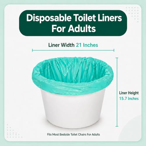 Image of Adult Potty Chair Liners Disposable, 50 Liners | Fits Most Adult Bedside Potty Chairs for Adults, Tear Resistant, Leak Proof