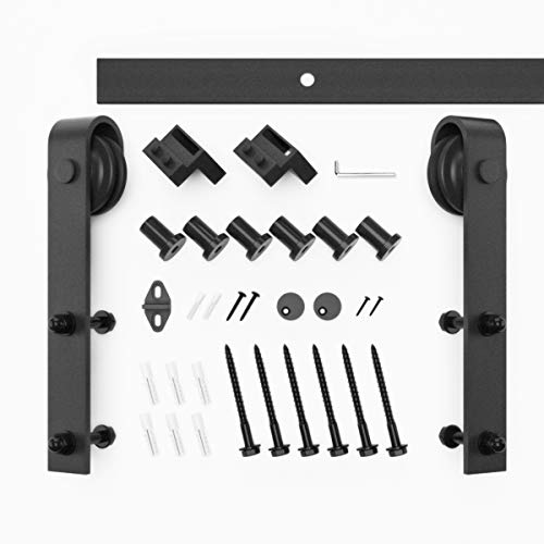 Genius Iron 10FT Double Barn Door Hardware, Classic Design Standard Track with Upgraded Nylon Bearings, for 30in Wide Sliding Door Panel, Easy Installation"Basic J"