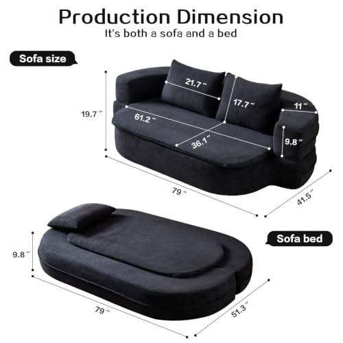 Image of 79 inch Convertible Futon Sofa Bed Mattress, Sleeper Boneless Futon Sofa,Black
