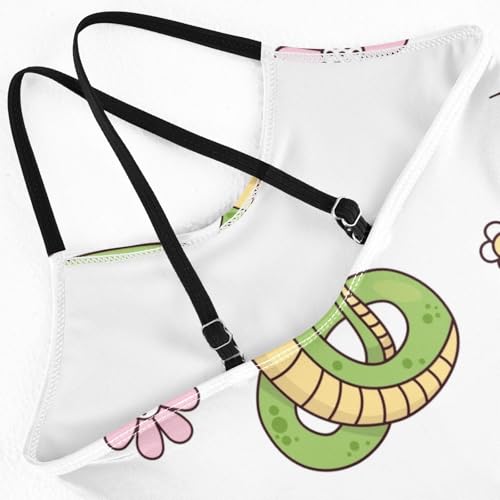 Girls One Piece Swimsuits Cute Snake on White Background Sport Halter Swimwear Beach Bathing Suit, 4T4