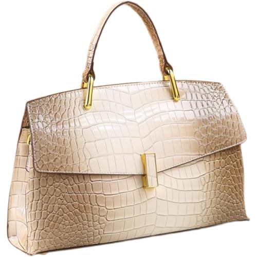 Crocodile Pattern Leather Women's Handbags Luxury Fashion Shell Purse Shoulder Crossbody Bag Top Handle Messenger Bags (White)