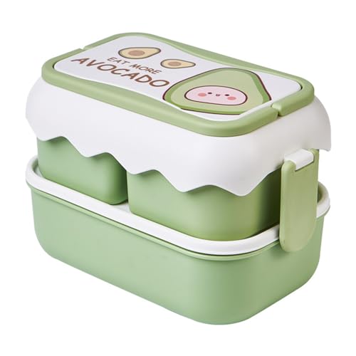 Jenngaoo Boîte à Lunch Isotherme 1500 ml avec 3 Compartiments, Boîte Repas Enfant avec Motifs Cartoon, Hermétique et Portable pour École, Bureau ou Pique-nique (Vert)
