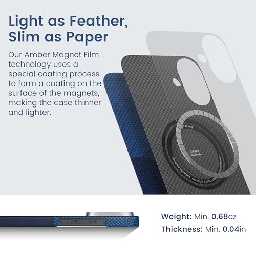 Coque iPhone 16 Plus MagSafe ultra fine fibre aramide tressée Pitaka