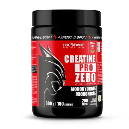 PURE CREATINE MONOHYDRATE Pro Zero - Créatine de Qualité Micronisée - Effort Intense - Booste les Performances - Dissolution Complète - Saveur Neutre - Eric Favre