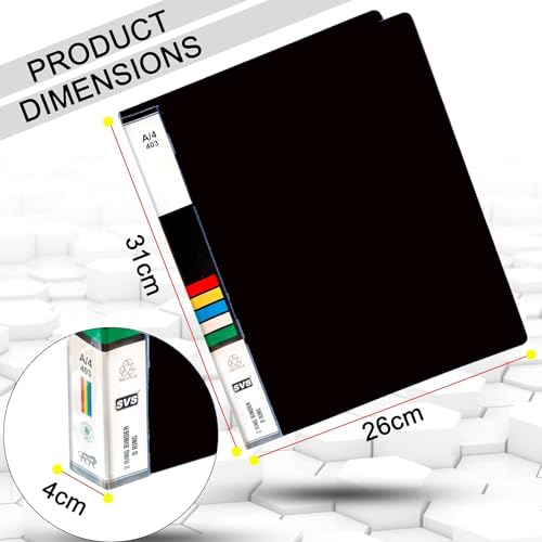 Image of KEEPING Plastic File Folder 2D Ring Binder A4 Size Tough & Durable Ring Binder Box Board File(Heavy Plastic /and Color May Very) (Black) (Pack of 8)
