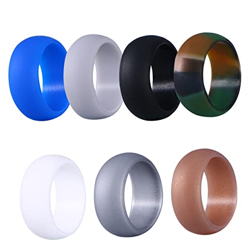 Alliance en silicone pour couple - Lot de 7 bagues de camouflage pour hommes taille standard