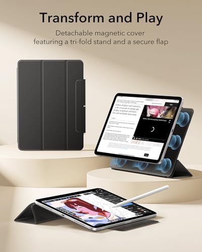 Image of ESR for iPad Air 11 Inch Case M4 /M3 /M2 (2026 /2025 /2024), iPad Air 5th /4th Gen (2022 /2020), Powerful Magnetic Attachment, Slim Trifold Stand Case, Auto Wake /Sleep, Durable Protection, Black