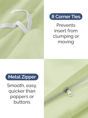 Image of Duvet Cover Oversized Queen - 3 Piece w / Zip Closure - Light Sage Green