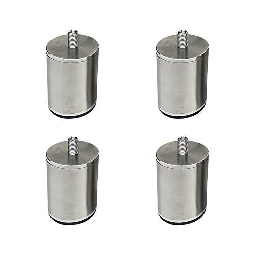 M10 - Juego de 4 patas de acero inoxidable cepillado para muebles, antideslizantes, de metal, para sofá, cama, cocina y baño, soporte de mesa de cristal y elegante.