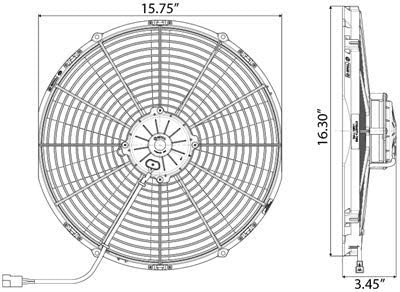 Line drawing with fan dimensions