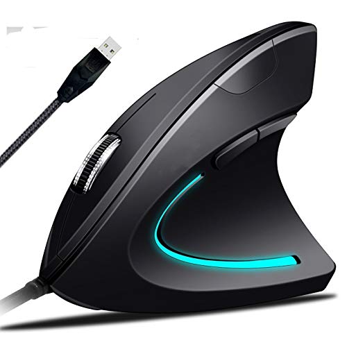 Ratón ergonómico óptico vertical de alta precisión ajustable 3200 DPI con cable USB 1