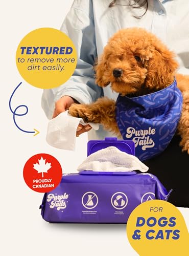 Image of Canada Pet Wipes - 80 Pet Wipes for Paws and Butt, Fur, Ears - Plant-Based Pet Wipes with Aloe Vera, Shea Butter for Puppies, Large Dogs, Cats