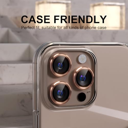 Image of Lensarmor Desert Titanium iPhone 16 Pro /Pro Max Camera Lens Protector - 9H Tempered Glass, Scratch Resistant, Flash Friendly, Premium Protection