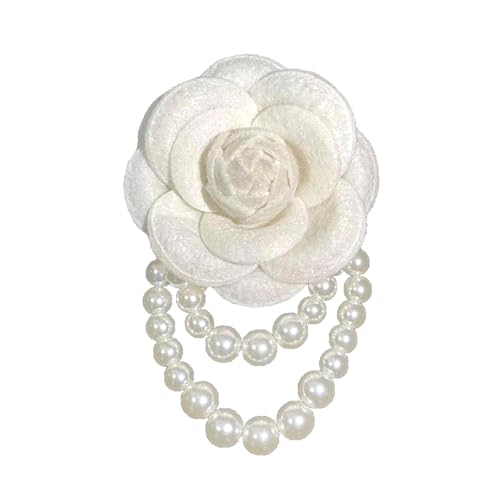 Vintage Wool Camellia Flower Pearl Tassel Brooches Pin Bracelet,Hairpin Headpieces Brooch Shawl Pins Wedding Party Gift Dainty Elegant Lapel Pins Dress Suit Clothes Accessories