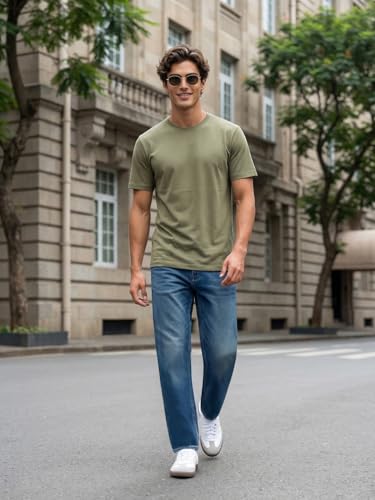 Image of Urbano Fashion Men's Relaxed Fit Washed Denim Jeans Non-Stretchable