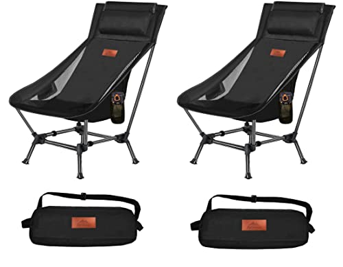Anyoker Camping Chair, 2 Way Compact Backpacking Chair, Portable Folding Chair, Beach Chair With Side Pocket, Lightweight Hiking Chair 016 Pj (Black 2 Pack) #TOP3