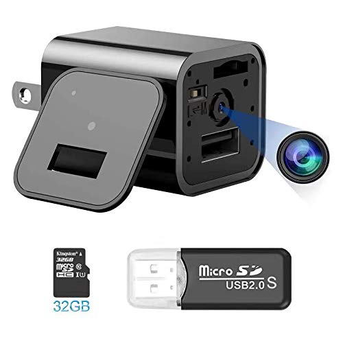 Hidden Camera Charger, Mini Spy Camera with 32GB SD Card ,Nanny Camera with Motion Detection ,Full HD 1080p,Yesdoes Covert Security Camera, Non WiFi Surveillance Camera for Indoor Outdoor