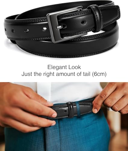 Image of Contacts Men's Genuine Leather Pin Buckle Belt | Leather Belt for Men Classic Designs for Work & Business Casual