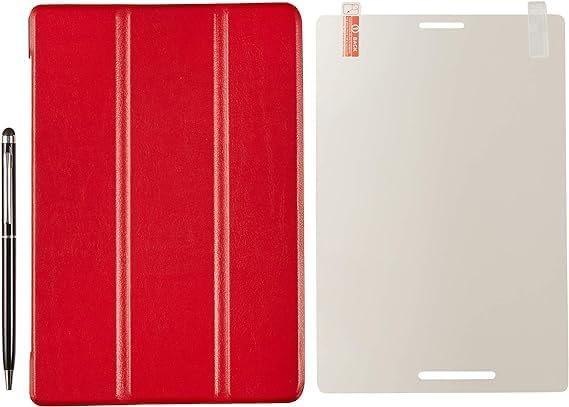 Glow ASUS ZenPad 3S 10 (Z500M) 3-Piece Set [Protective Film & Stylus Pen] 3 Fold Case (Red) 756-036-08