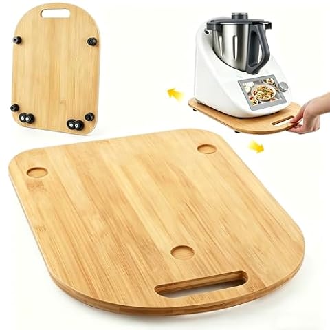 TM6 podkładka z drewna für Thermomix, deska ślizgowa do für Thermomix, uniwersalna deska przesuwna TM5, bambusowa deska do szybkiego przesuwania, akcesoria do miksera stojącego, robota kuchennego