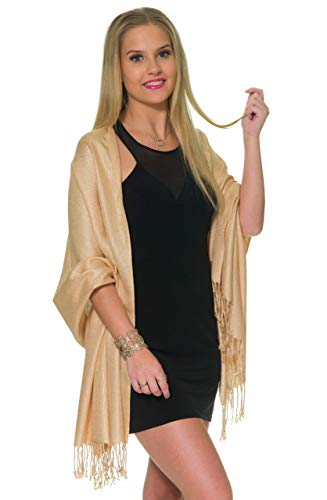 Pashmina Shawls and Wraps for Evening Dresses, Large Soft Pashmina Wedding Light Cream Champagne Shawl