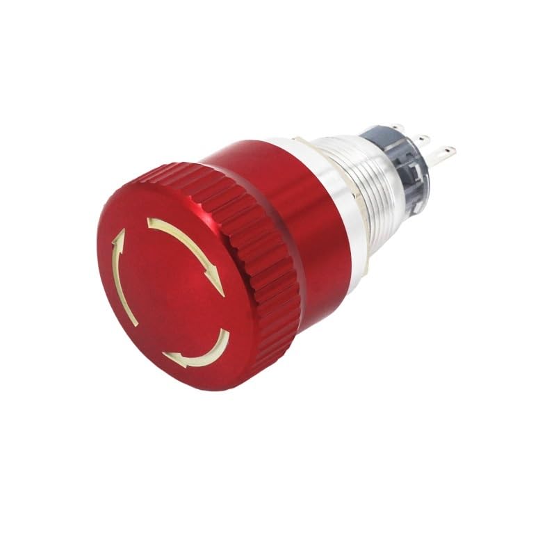 Rotation Stop Button Metal Emergency Switch Brake 16/19/22mm with Plug-in Base 1Pcs(19MM Type A,2NO2NC)