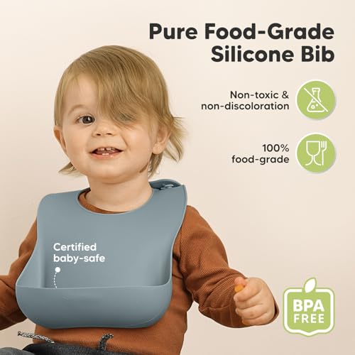 Image of KeaBabies 2-Pack Silicone Bibs for Babies, Toddlers Girl, Boy (Alps)
