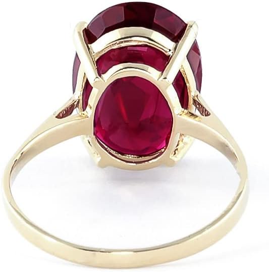 Galaxy Gold GG 18K Solid Yellow Gold Lab Grown Ruby Oval Ring for Women, 7.5 Carat, July Birthstone, Size 9