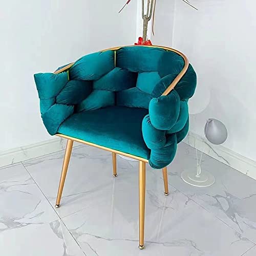 Silla moderna de terciopelo con estructura estable de metal, diseño elegante para dormitorio, sala de estar o tocador (verde)