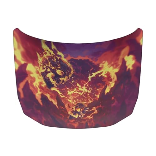 Image of Car Hood Cover Waterproof Car Hood Protector Film Car Hood Wrap Blanket Volcano Skull Car Hood Flag Universal Auto Exterior Accessories (59x39 Inches)