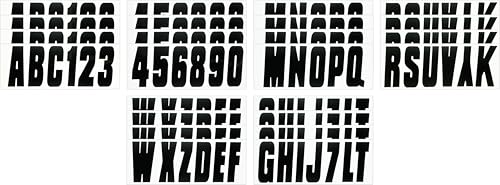 Image of Hardline Products USA Series 350 Boat Lettering & Registration Decal Kit - Solid Black, 3-Inch -Fuel Resistant Marine Vinyl - Fits Boats, PWC, Pontoons - 146 Piece Set -BLK350EC