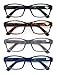 HEEYYOK 4-Pack Reading Glasses Men 1.50 XXL,Large Square Readers,Rectangular Frameï¼ŒOversized Comfort Readers with Spring Hinge