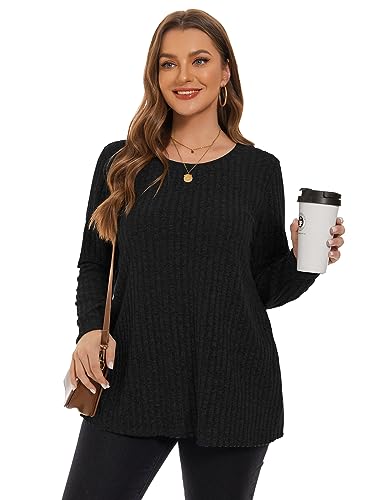 Image of BELAROI Womens Plus Size Sweaters Fall Tunic Top Scoop Neck Pullover Shirts