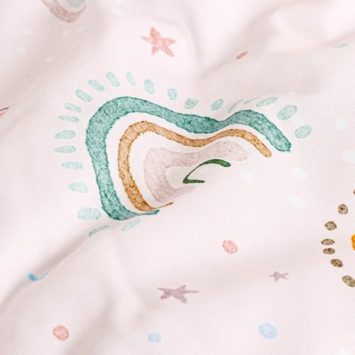 Image of Twin Size Toddler Bedding Set for Girls 5 Piece Toddler Girl Bedding, Super Soft Toddler Comforter Set Includes Comforter, Flat Sheet, Fitted Sheet, Pillowcase (Pink Cute Rainbow)