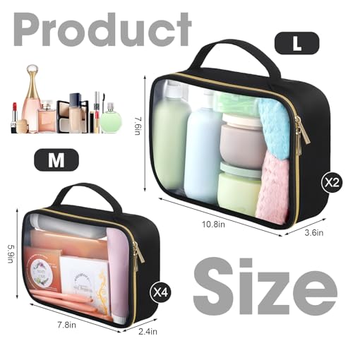 6 Pack Toiletry Clear Makeup Bags with Handles PVC Cosmetic Bags for Traveling Essentials Travel Women and Men Airport Vacation Organization2