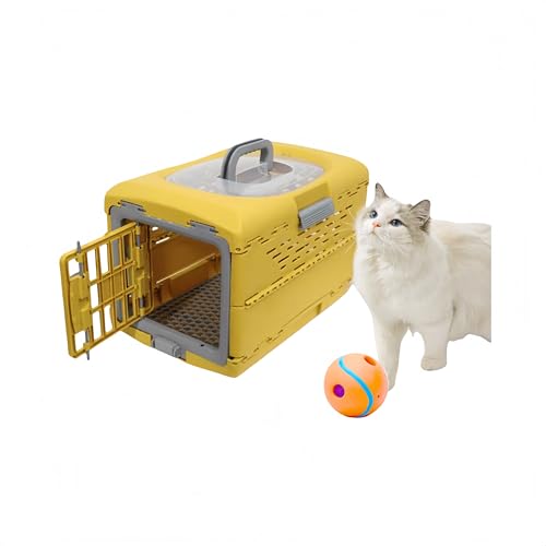 折りたたみ エアトラベルキャリー 2way ペットキャリー キャリーケース キャリーバッグ エアトラベルキャリー ペットゲージ ペットハウス キャリー ペットキャリーケース ペット 犬 猫 小型犬 中型犬 (イエロー, M)