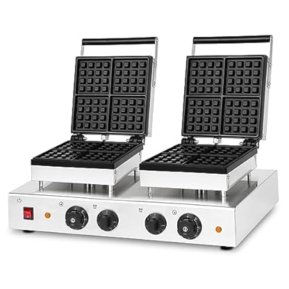 VERTES Belgisches Waffeleisen, Doppel, 8 Waffeln gleichzeitig, 160 Stück pro Stunde, 3200 Watt, Teflonbeschichtet, Edelstahlgehäuse