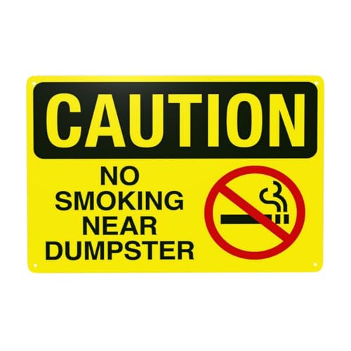 No Smoking Near Dumpster Warning Sign, Prohibition Security Metal Signs for Home Business Outdoor...