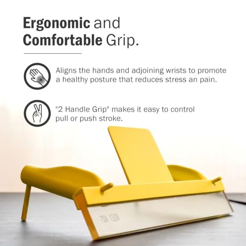 EZ Grip Squeegee for Screen Printing with 13″ 70-Durometer Blade – Ergonomic Two-Handle Design, Self-Standing Ink Guard, Tool-Free Blade Changes, Durable Solvent-Resistant Construction