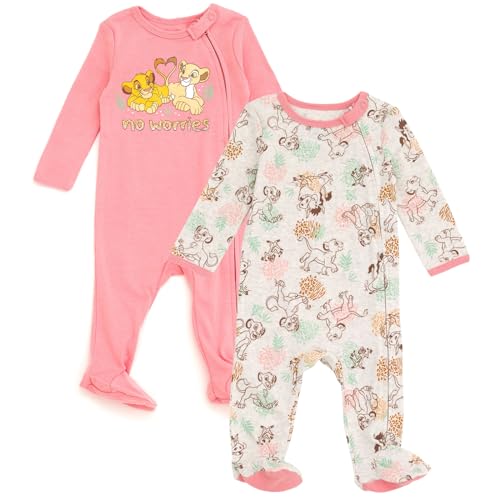 Image of Disney Baby Girls 2 Pack Zip Up Sleep N' Plays Newborn to Infant Sizes (Newborn - 24 Months)