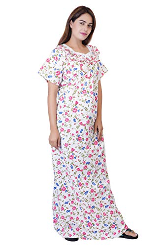 Image of Women's Cotton Block Print Knee Length Nighty