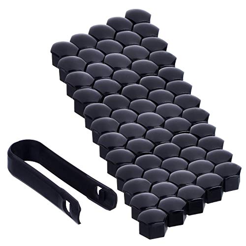 ANDERK 60 stücke Universal 17mm Radschraubenkappen Radmutternkappen Kunststoff Nut Abdeckkappe Schraube Auto Mutter Covers Bolt Radkappen mit 1 stück Abziehhaken