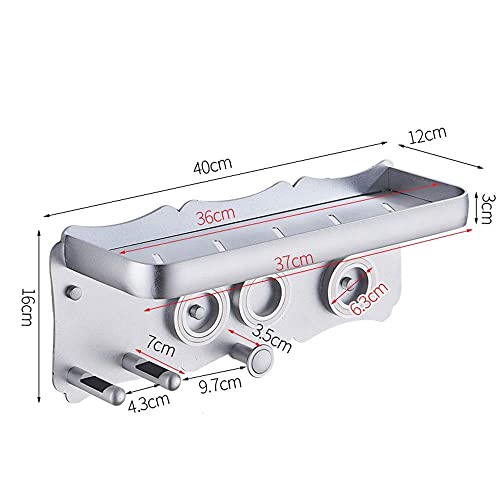 Bathroom Shelves Multifunction Hair Dryer Rack Aluminum Alloy Floating Shelves Wall Mounted No Drilling For Bathroom Kitchen Living Room Bedroom #TOP2