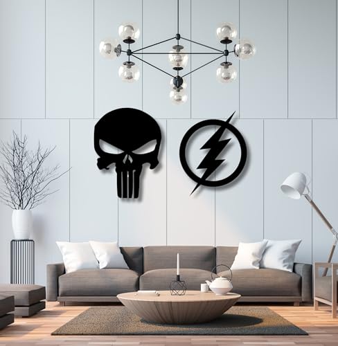 Image of TWIGGY Superhero 6mm MDF Wooden Wall Decor Set for Home, Office, or Gaming Room, Gift, Anime (pack of 2 | The Flash,Punisher)