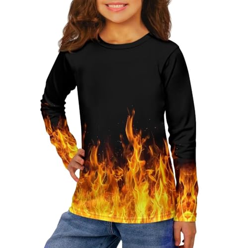 Kids Girls Soft Tees Comfy Blouses Long Sleeve Tops Crewneck T-Shirts