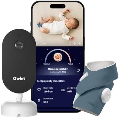 Owlet Dream Duo (3rd Gen) – Smart Baby Monitor with Sock & HD Video Cam, Tracks Pulse Rate, Oxygen Trends & Sleep, 2K HD Video, Cry & Motion Alerts, Temp Monitoring - Bedtime Blue
